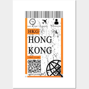 Hongkong flight ticket boarding pass new Posters and Art